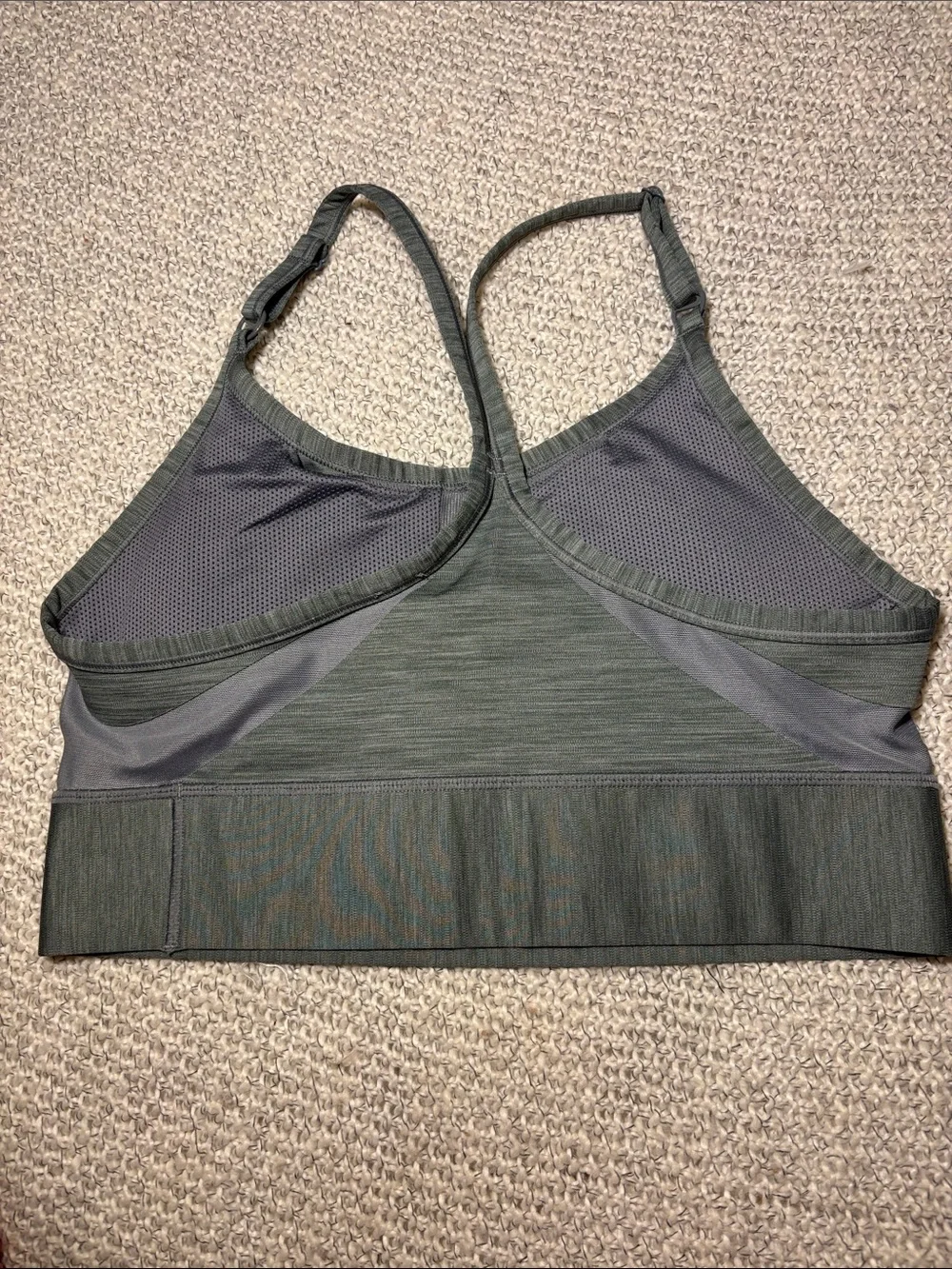 Nike Dri-Fit Indy Olive/Gray Racerback Light Support padded Sports Bra, lg - Picture 3 of 8